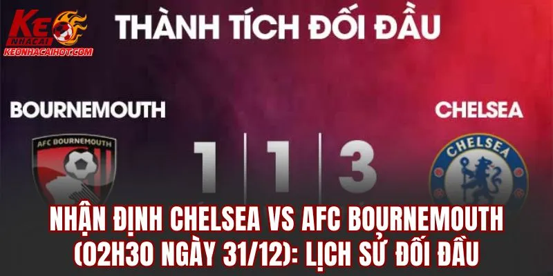 Nhận định Chelsea vs AFC Bournemouth (02h30 ngày 31/12): Lịch sử đối đầu