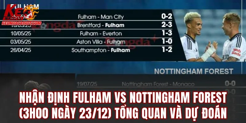 Nhận định Fulham vs Nottingham Forest (3h00 ngày 23/12) tổng quan và dự đoán