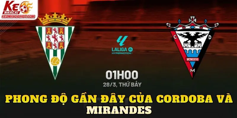 Phong độ gần đây của Cordoba và Mirandes